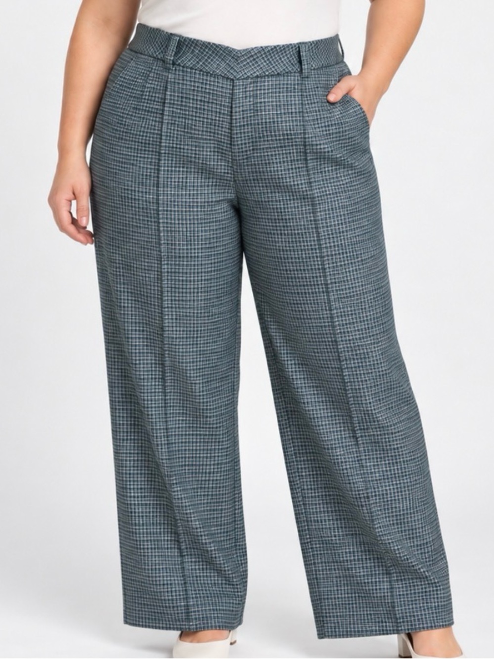 Isaac Mizrahi Live! Petite Plaid Wide Leg Pants Blue/Green 18WP A667874